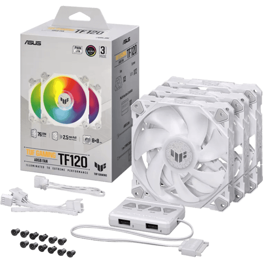ASUS TUF Gaming TF120 ARGB 120mm PWM Fans - 3 Pack White